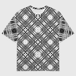 Футболка оверсайз мужская Черно-белый геометрический узор в клетку, цвет: 3D-принт