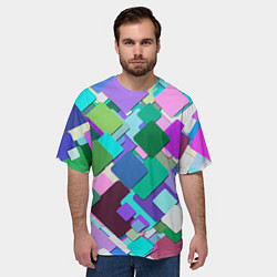 Футболка оверсайз мужская MULTICOLORED SQUARES, цвет: 3D-принт — фото 2