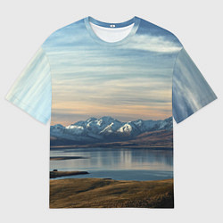 Футболка оверсайз мужская Горы озеро природа, цвет: 3D-принт