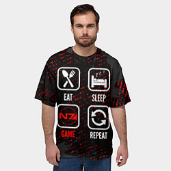 Футболка оверсайз мужская Eat, Sleep, Mass Effect, Repeat, цвет: 3D-принт — фото 2