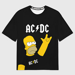 Футболка оверсайз мужская AC DC ГОМЕР СИМПСОН SIMPSONS, цвет: 3D-принт