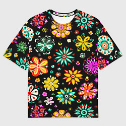 Футболка оверсайз мужская MULTICOLORED FLOWERS, цвет: 3D-принт