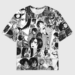 Футболка оверсайз мужская Атака титанов паттерн, цвет: 3D-принт