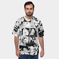 Футболка оверсайз мужская Клинок рассекающий демонов паттерн, цвет: 3D-принт — фото 2