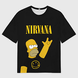 Футболка оверсайз мужская NIRVANA ГОМЕР СИМПСОН, SIMPSONS, цвет: 3D-принт