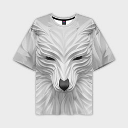 Футболка оверсайз мужская Волк - белый, цвет: 3D-принт