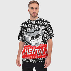 Футболка оверсайз мужская HENTAI AHEGAO ХЕНТАЙ АХЭГАО, цвет: 3D-принт — фото 2