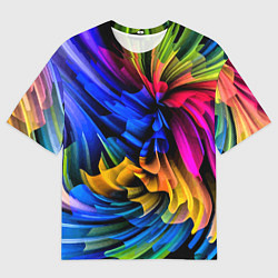 Футболка оверсайз мужская Абстрактная неоновая композиция Abstract neon comp, цвет: 3D-принт