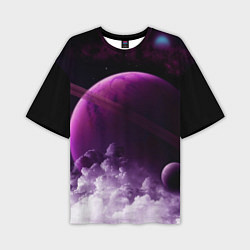 Футболка оверсайз мужская PURPLE GALAXY лиловая галактика, цвет: 3D-принт