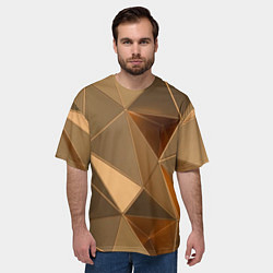 Футболка оверсайз мужская Золотые 3D треугольники, цвет: 3D-принт — фото 2