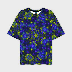 Футболка оверсайз мужская Абстрактный зелено-синий узор Звезда, цвет: 3D-принт