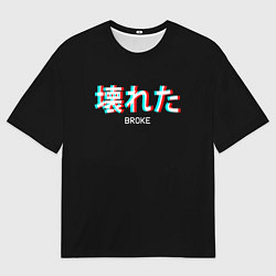 Футболка оверсайз мужская Broke Неоновые иероглифы, цвет: 3D-принт