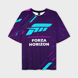 Футболка оверсайз мужская Символ Forza Horizon в неоновых цветах на темном ф, цвет: 3D-принт