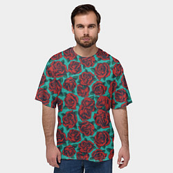 Футболка оверсайз мужская Розы тату, цвет: 3D-принт — фото 2