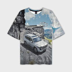 Мужская футболка оверсайз Toyota Land Cruiser 300 Горная дорога