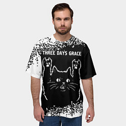 Футболка оверсайз мужская Группа Three Days Grace и Рок Кот, цвет: 3D-принт — фото 2