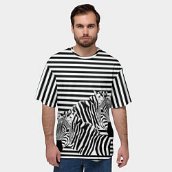 Футболка оверсайз мужская Матросы на зебрах, цвет: 3D-принт — фото 2