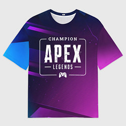 Футболка оверсайз мужская Apex Legends Gaming Champion: рамка с лого и джойс, цвет: 3D-принт