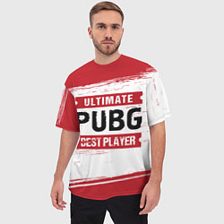 Футболка оверсайз мужская PUBG: красные таблички Best Player и Ultimate, цвет: 3D-принт — фото 2