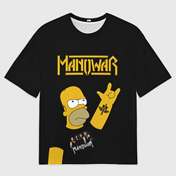 Футболка оверсайз мужская Manowar Гомер Симпсон Рокер, цвет: 3D-принт