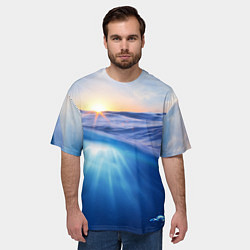 Футболка оверсайз мужская Грань между небом и водой, цвет: 3D-принт — фото 2