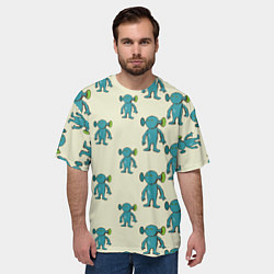 Футболка оверсайз мужская Милые зеленые человечки, цвет: 3D-принт — фото 2