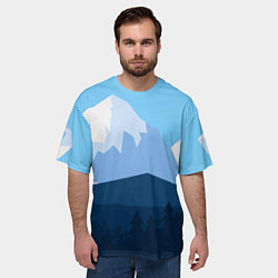 Футболка оверсайз мужская Горы, лес, канатная дорога, цвет: 3D-принт — фото 2