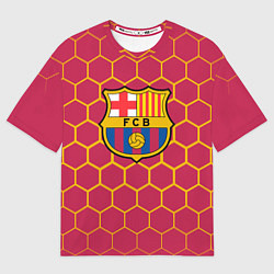 Футболка оверсайз мужская FC BARCELONA соты, цвет: 3D-принт