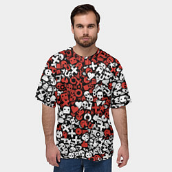 Футболка оверсайз мужская Красно-белые знаки LDR, цвет: 3D-принт — фото 2