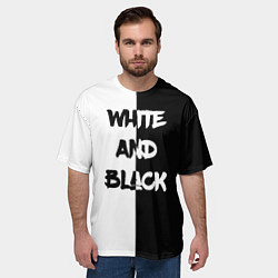 Футболка оверсайз мужская White and Black Белое и Чёрное, цвет: 3D-принт — фото 2