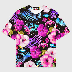 Футболка оверсайз мужская Floral pattern Summer night Fashion trend, цвет: 3D-принт