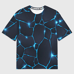 Футболка оверсайз мужская Синие разломы, цвет: 3D-принт
