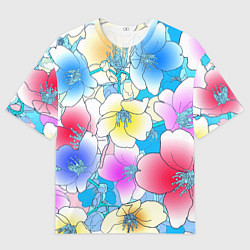 Футболка оверсайз мужская Летний цветочный паттерн Fashion trend 2025, цвет: 3D-принт