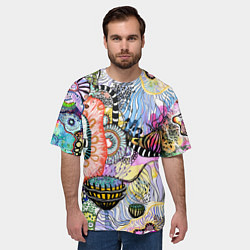 Футболка оверсайз мужская Подводный цветочно коралловый мир, цвет: 3D-принт — фото 2