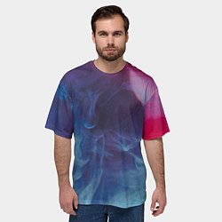 Футболка оверсайз мужская Неоновый дым - Голубой и розовый, цвет: 3D-принт — фото 2