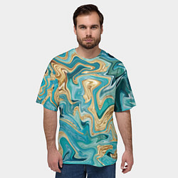 Футболка оверсайз мужская Marble Golden Blue, цвет: 3D-принт — фото 2