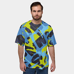 Футболка оверсайз мужская Сине-салатовая абстракция, цвет: 3D-принт — фото 2