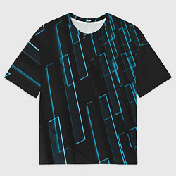 Футболка оверсайз мужская Неоновые стёкла - Голубой, цвет: 3D-принт
