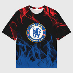 Футболка оверсайз мужская Челси chelsea пламя, цвет: 3D-принт