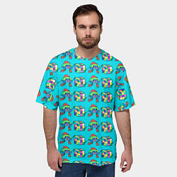 Футболка оверсайз мужская RAINBOW AND CUBE, цвет: 3D-принт — фото 2