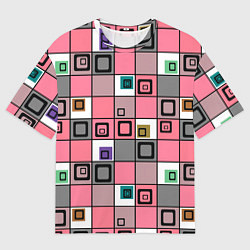 Футболка оверсайз мужская Розовый геометрический узор Geometric shapes, цвет: 3D-принт