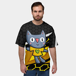 Футболка оверсайз мужская Детский рисунок - котик, цвет: 3D-принт — фото 2