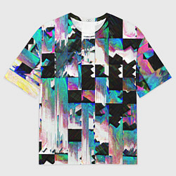 Футболка оверсайз мужская Glitch Abstract squares Глитч Абстрактные квадраты, цвет: 3D-принт