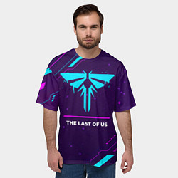 Футболка оверсайз мужская Символ The Last Of Us в неоновых цветах на темном, цвет: 3D-принт — фото 2
