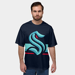 Футболка оверсайз мужская Сиэтл Кракен Форма, цвет: 3D-принт — фото 2