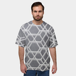 Футболка оверсайз мужская Белые неоновые соты, цвет: 3D-принт — фото 2