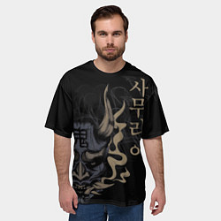 Футболка оверсайз мужская Японская маска демона ханья, цвет: 3D-принт — фото 2
