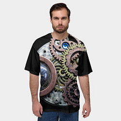 Футболка оверсайз мужская Mechanism of gears in Steampunk style, цвет: 3D-принт — фото 2