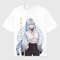 Футболка оверсайз мужская Шэнь Хэ Геншин Импакт, цвет: 3D-принт