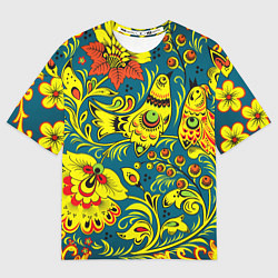 Футболка оверсайз мужская Хохломская Роспись Две Птицы, цвет: 3D-принт